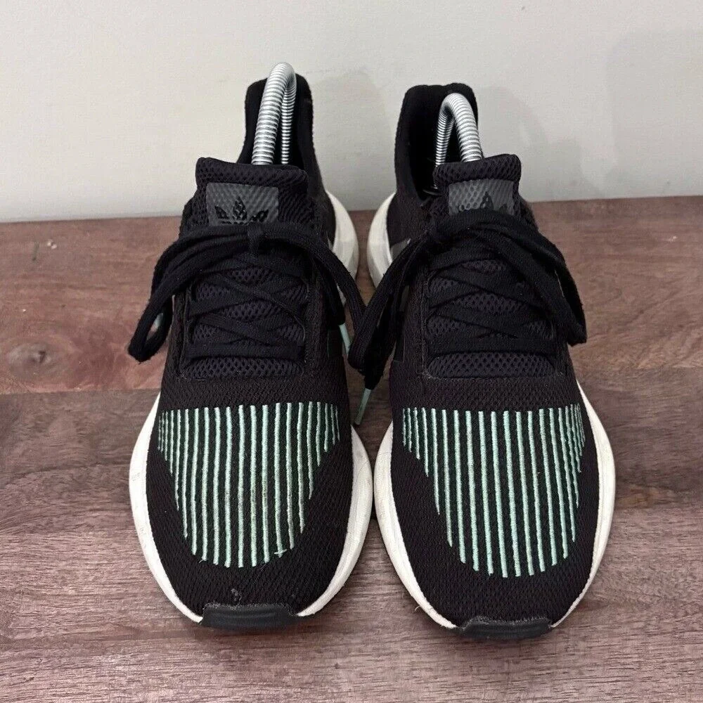 Adidas Swift Run Shoes CG4158 Black Green Size 6.5 Men Or Youth Running Sneakers